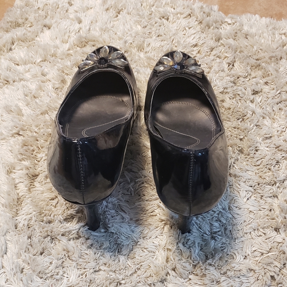 Jeweled Round Toe Heels